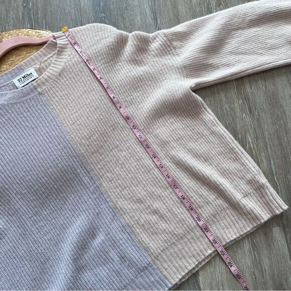 Revolve‎ 27 miles Malibu Arlo Sweater in Rosewater & Periwinkle 100% cashmere M - Picture 5 of 8